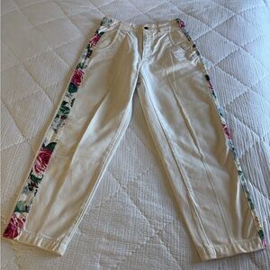 Z. Cavaricci Cream Jeans with Pink & Green Floral Side Panels